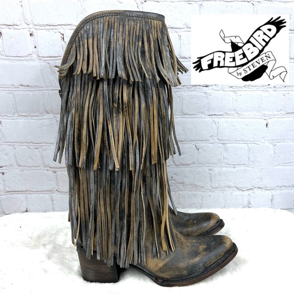 Freebird by Steven Shoes - Like New |•FREEBIRD🦅BY STEVEN•|Ranger Fringe! Leather Western Boot 7
